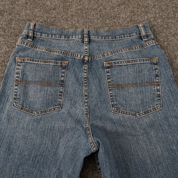 LL BEAN Jeans Women's 14 Reg Blue Straight Leg Y2K Light Fade Accent Zip Pockets - Picture 5 of 13